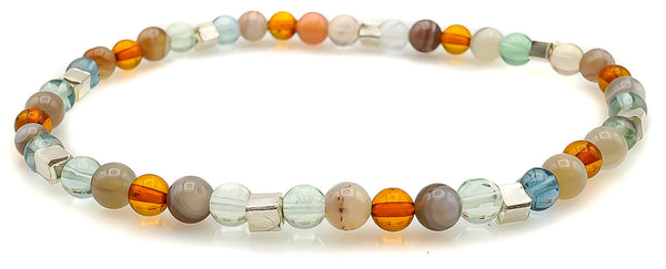 Fluorite + Amber + Botswana + Silver