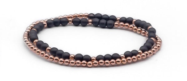 Rose Gold + Onyx double wrap